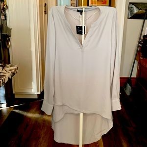 Kaari blue grey tiered super long hi low‎ tunic. NWT. Retail 79.50